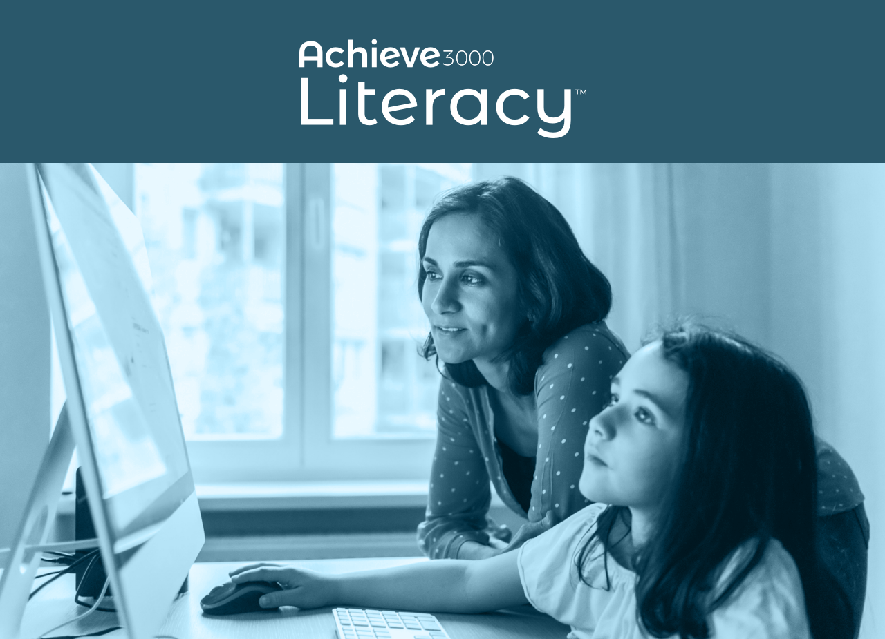 Achieve 3000 Literacy. 2 women smiling in grayscale photography