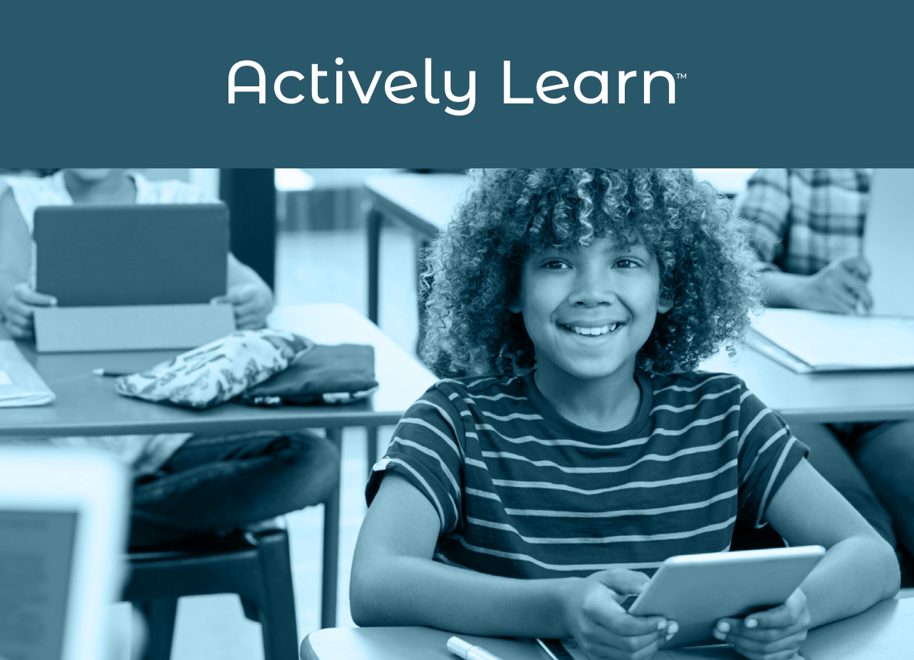 Actively Learn. Woman in black and white striped crew neck shirt smiling