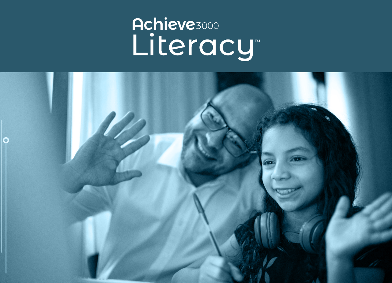 Achieve Literacy. Man and woman smiling in grayscale photo